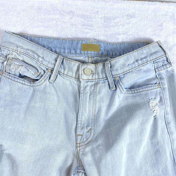 MOTHER Jeans Women Sz 26 Light Wash Distressed The Dropout Fray Get Blondie - Picture 3 of 16